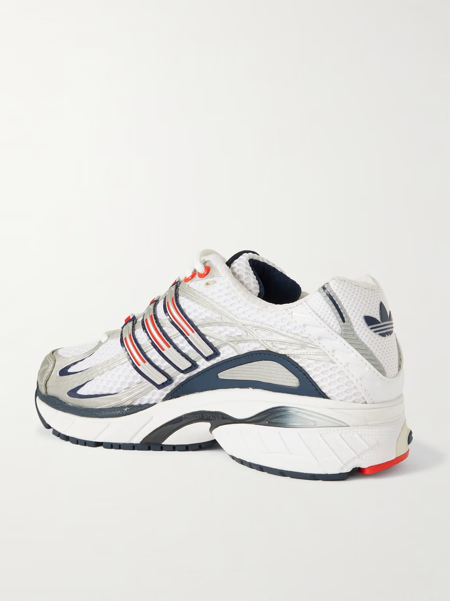 + Sporty & Rich Olympic Adistar embellished faux leather and rubber-trimmed mesh sneakers