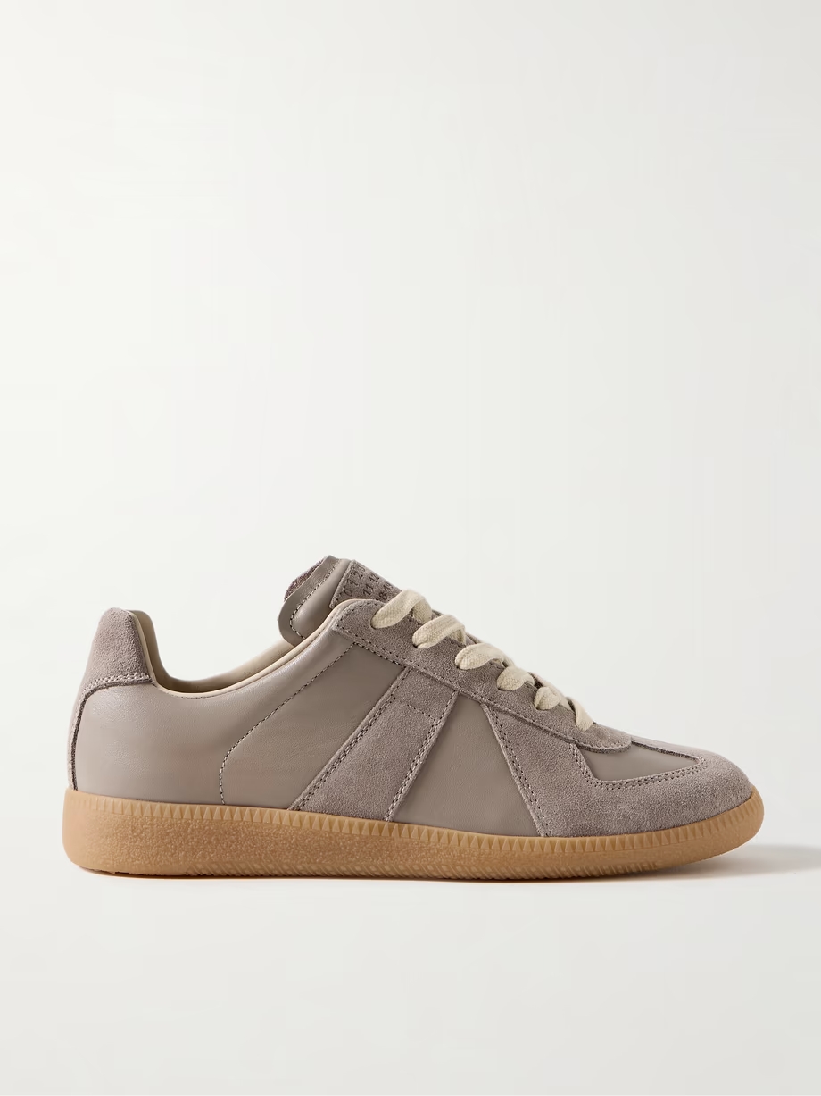 Replica suede and leather sneakers