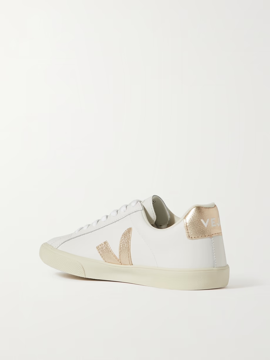 + NET SUSTAIN Esplar metallic-trimmed leather sneakers