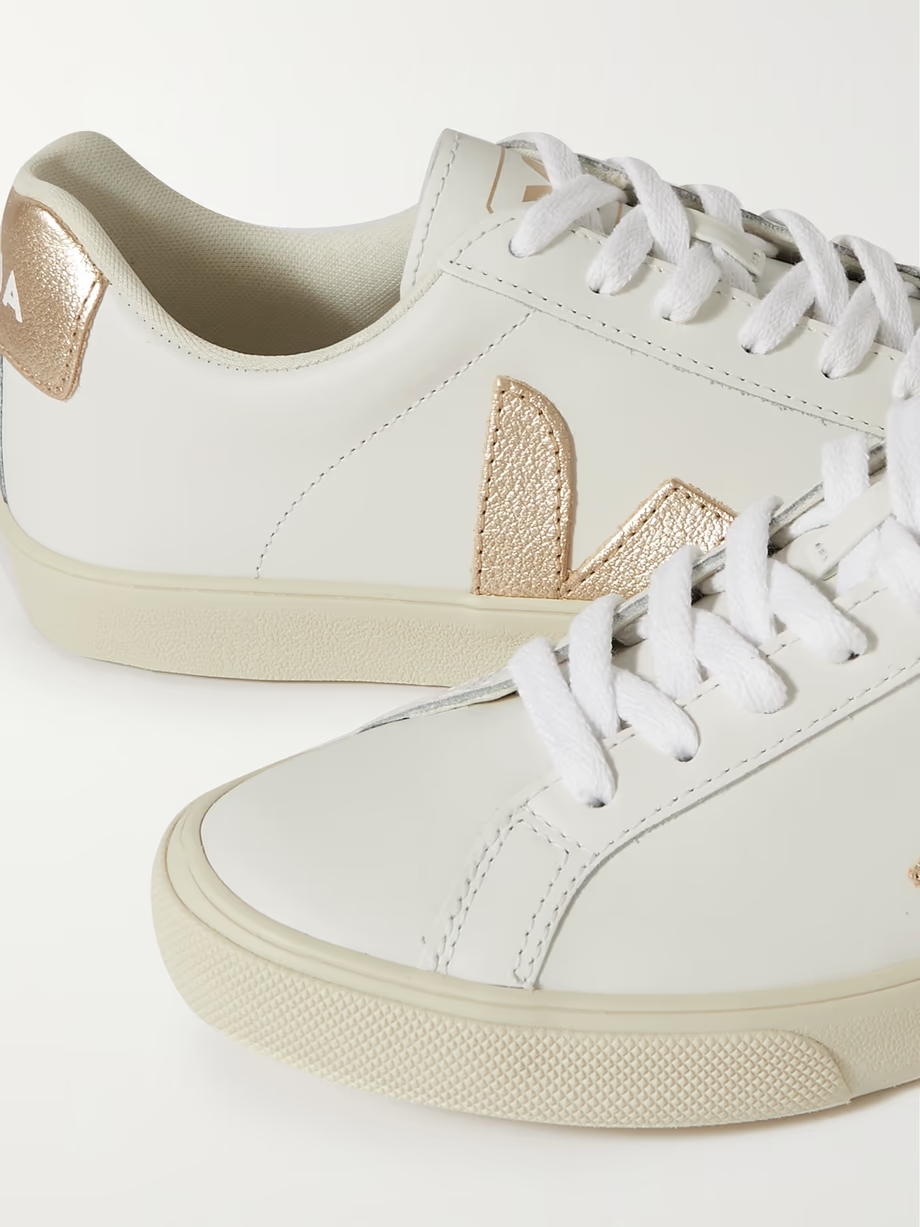 + NET SUSTAIN Esplar metallic-trimmed leather sneakers