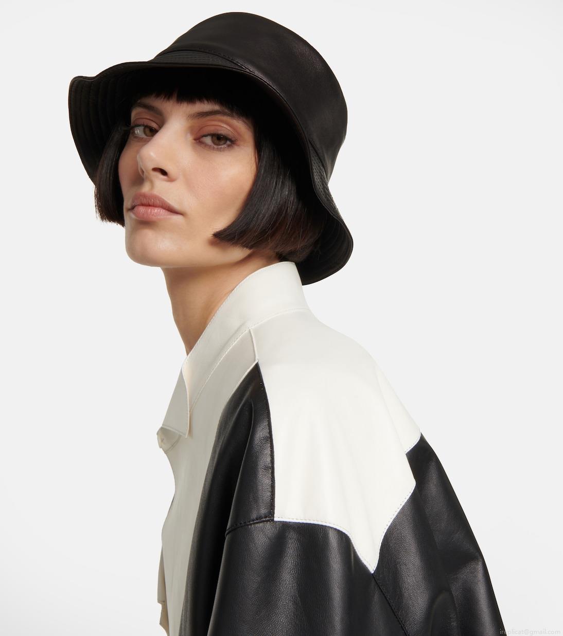 LoeweLeather bucket hat