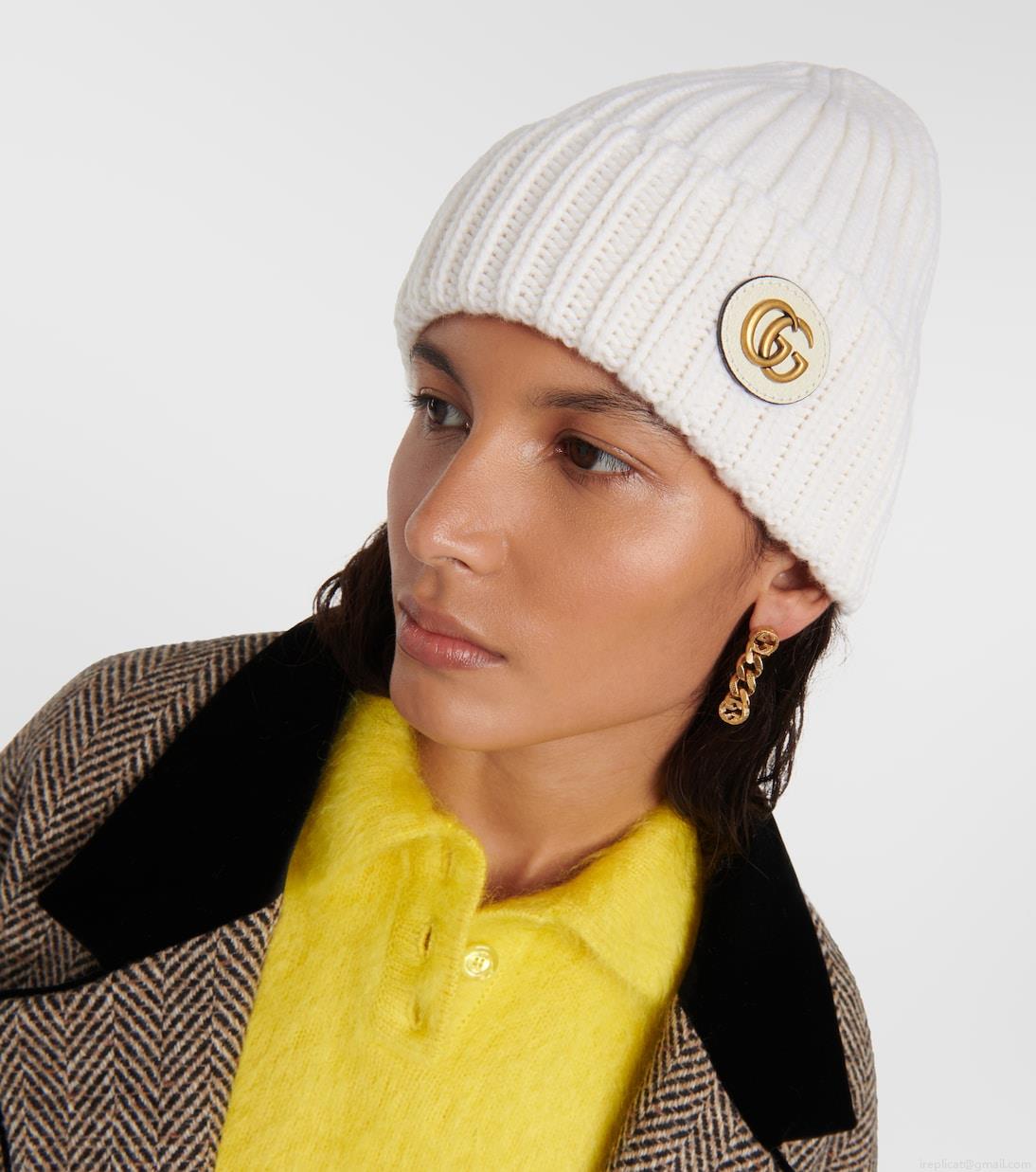 GucciWool and cashmere leather-trimmed beanie