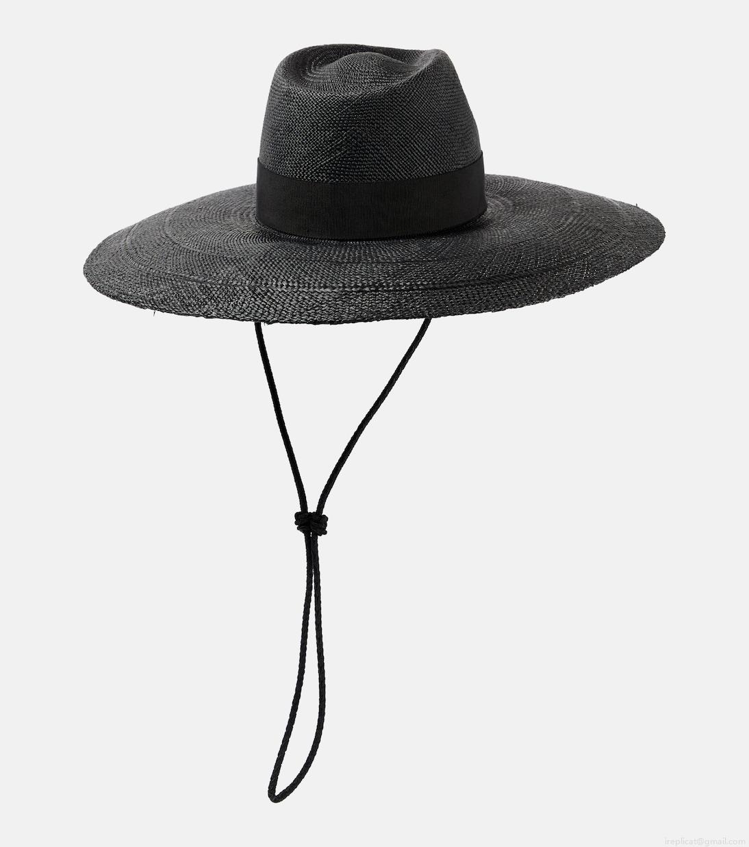 Ruslan BaginskiyLeather-trimmed straw sun hat