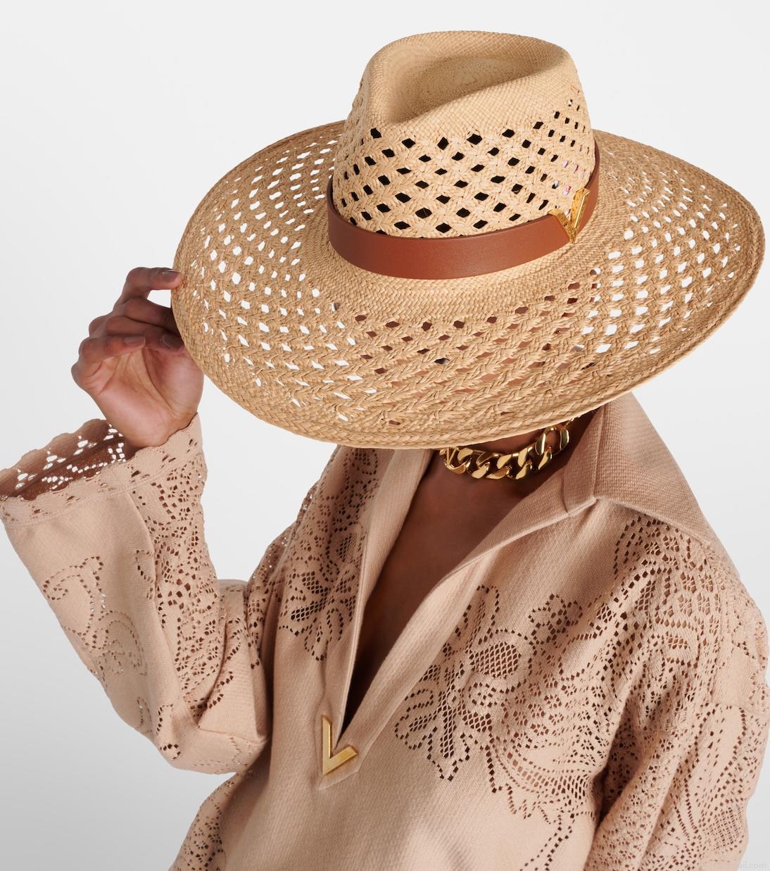 ValentinoVGold raffia-effect Panama hat