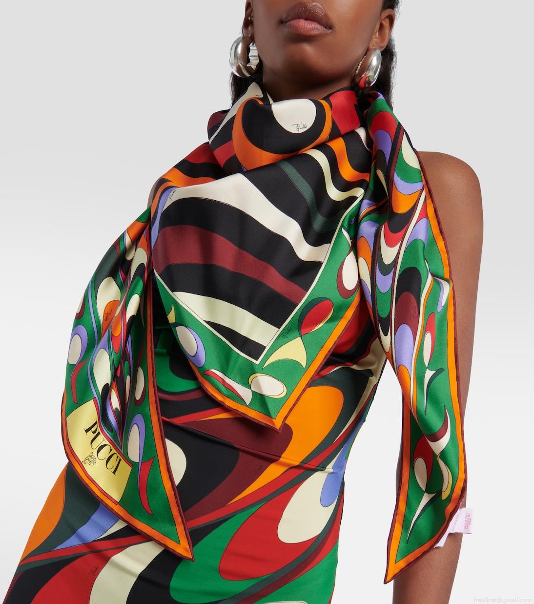 PucciPatchwork silk twill scarf