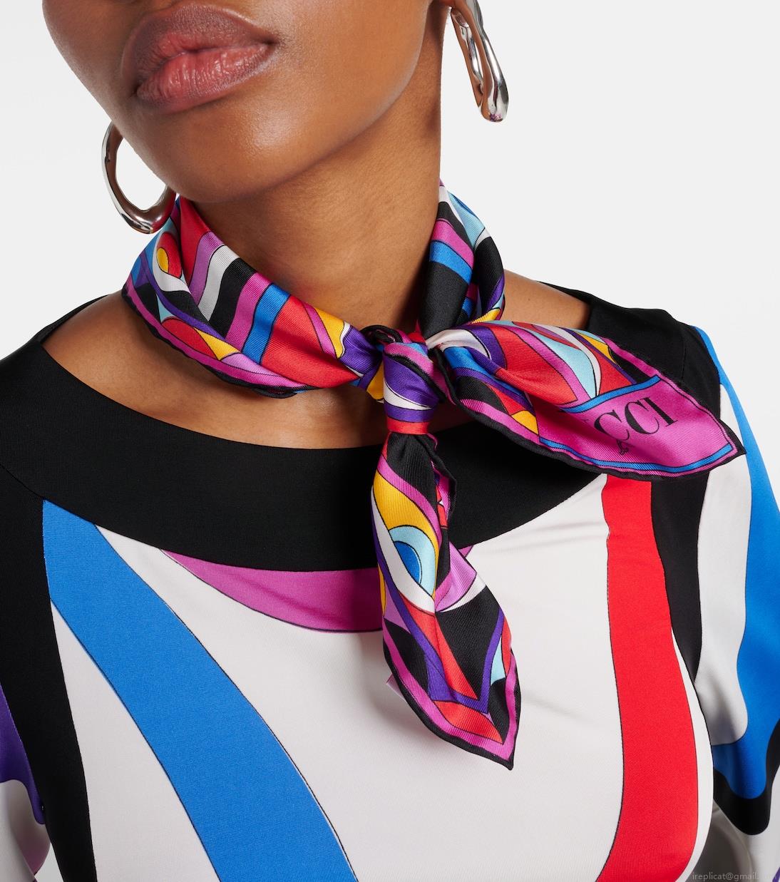 PucciCigni-printed Small silk twill scarf