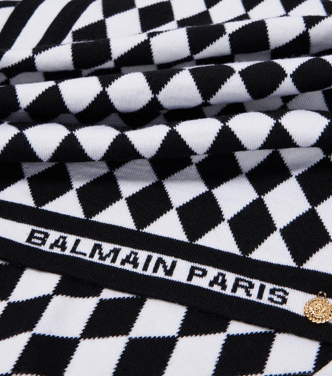 BalmainWool jacquard scarf