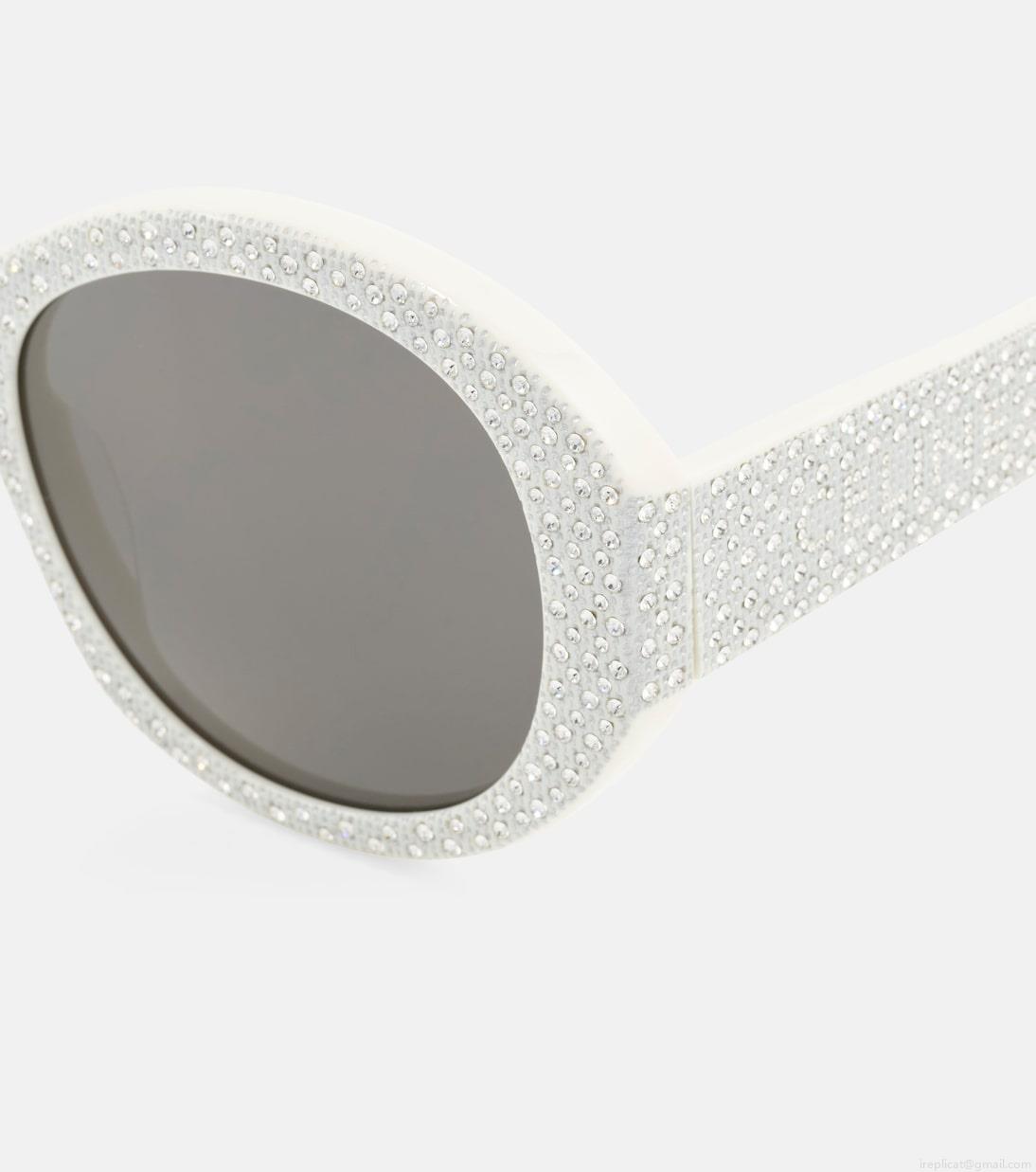 Celine EyewearBold 3 Dots embellished round sunglasses