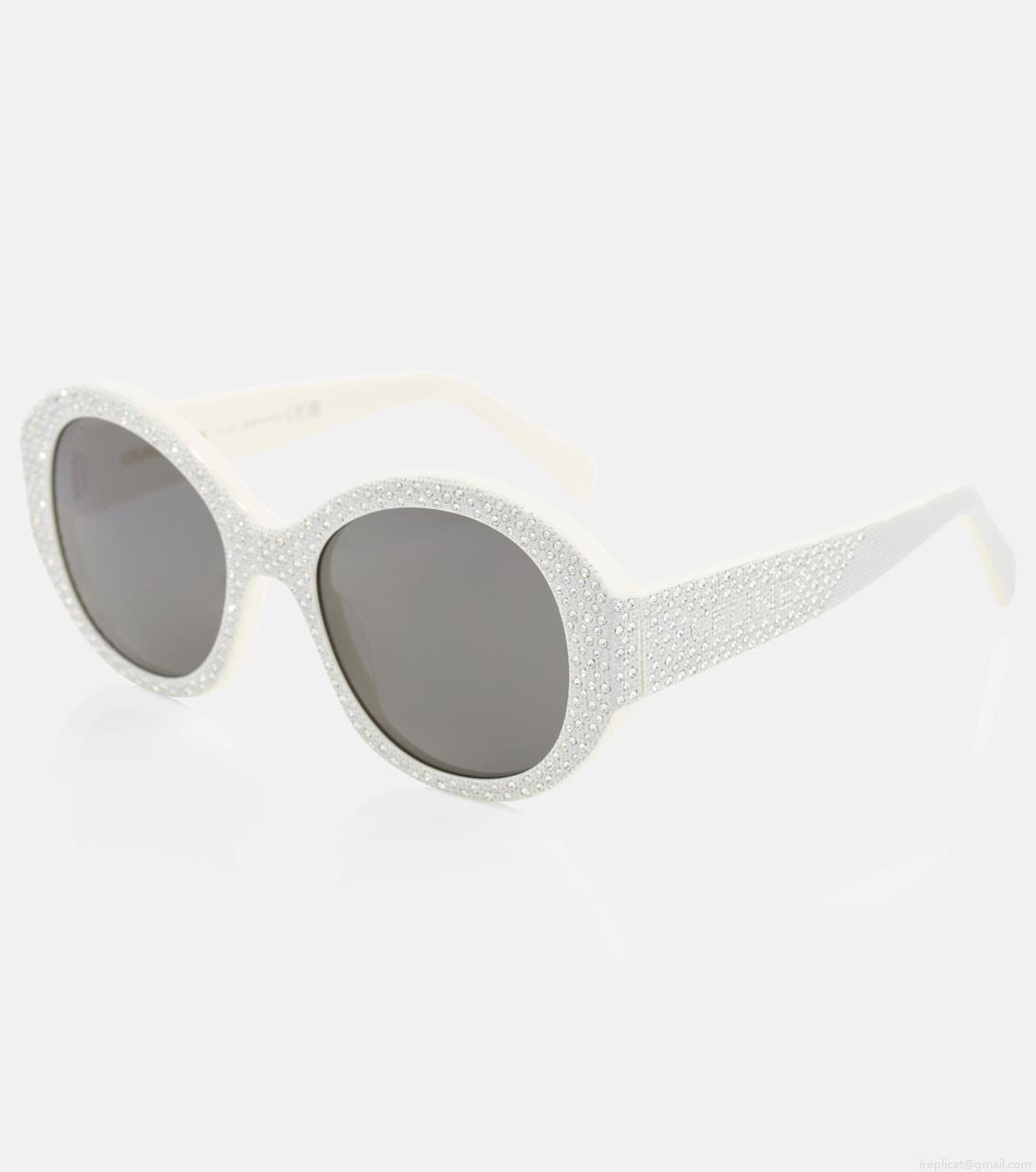 Celine EyewearBold 3 Dots embellished round sunglasses