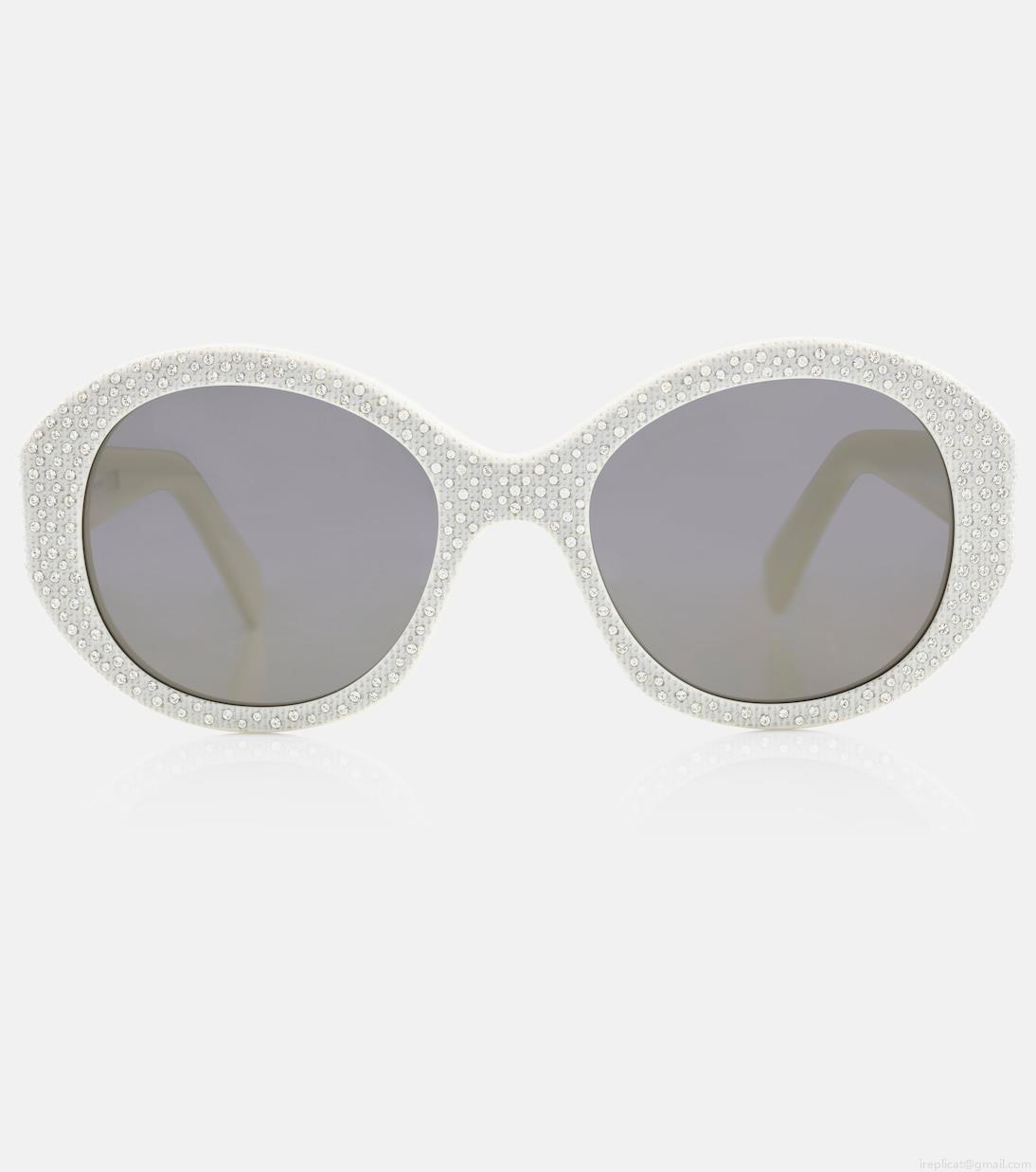 Celine EyewearBold 3 Dots embellished round sunglasses