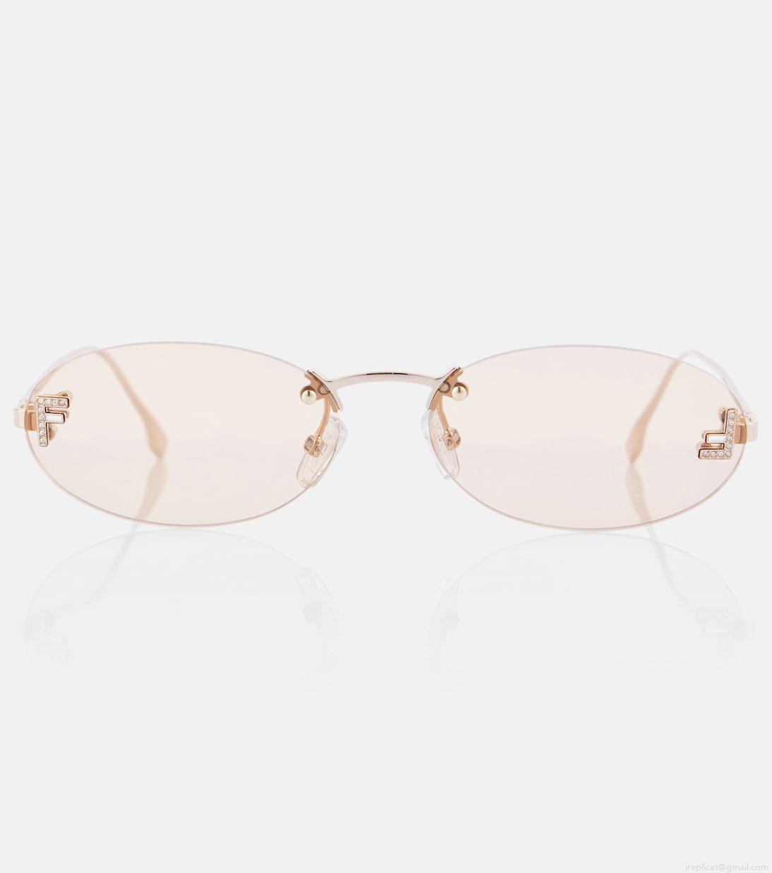 FendiFendi First Crystal oval sunglasses